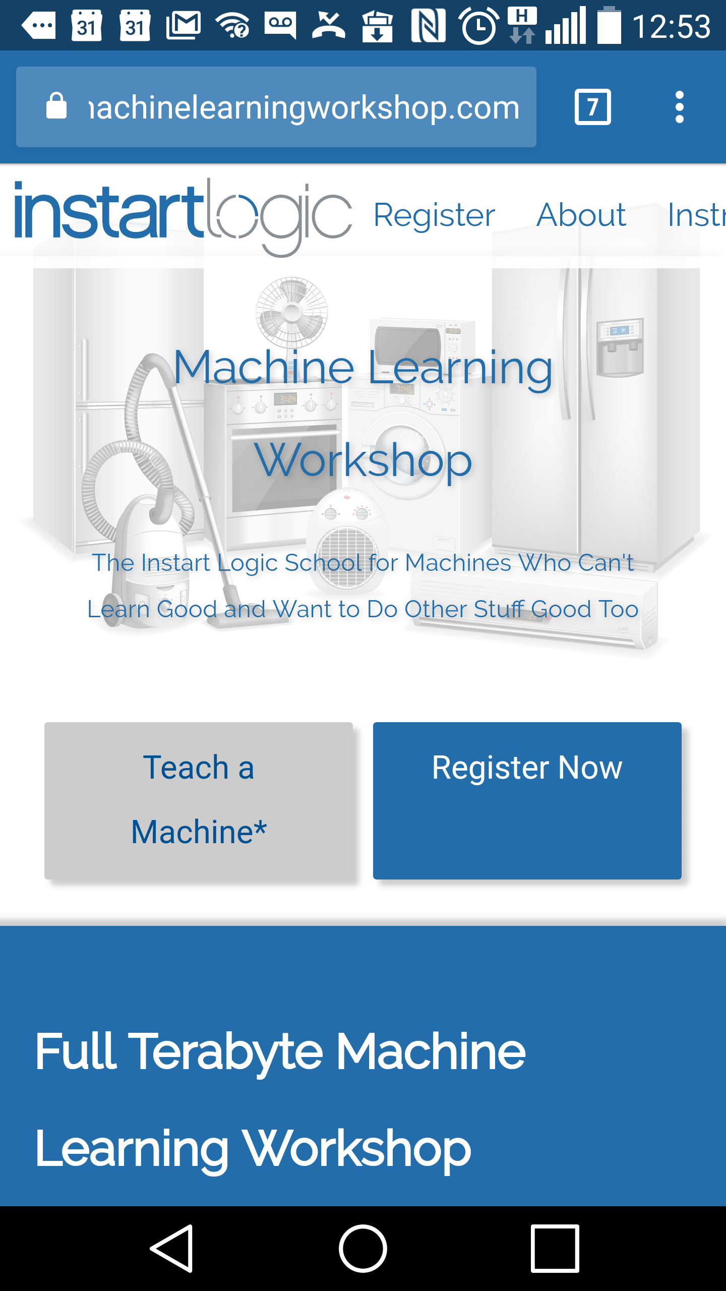 Screenshot of Machine Learning Workshop on an android device